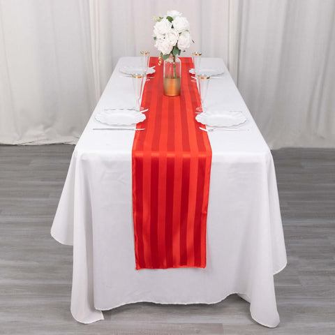 Satin 12"x108" Table Runner Red - Stripe Table Decor