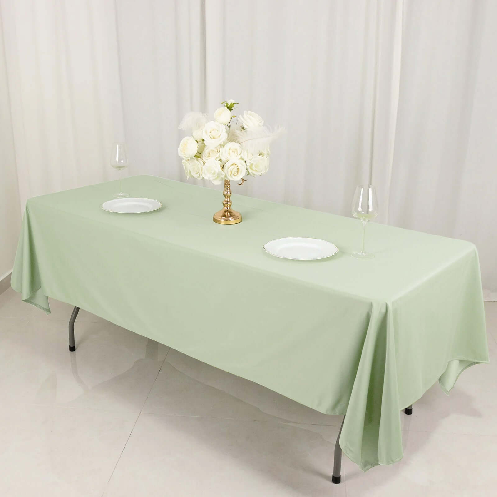 Scuba Rectangular 60"x102" Tablecloth Sage Green - Wrinkle Free & Stain Resistant Table Cover