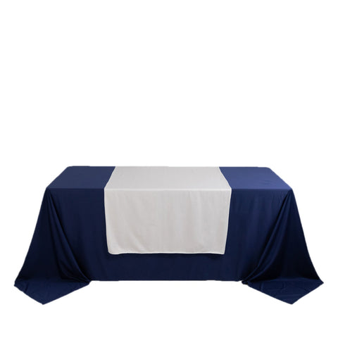 Scuba Polyester 36"x72" Wide Table Runner White - Wrinkle-Free Trade Show Table Linen for Events & Exhibits