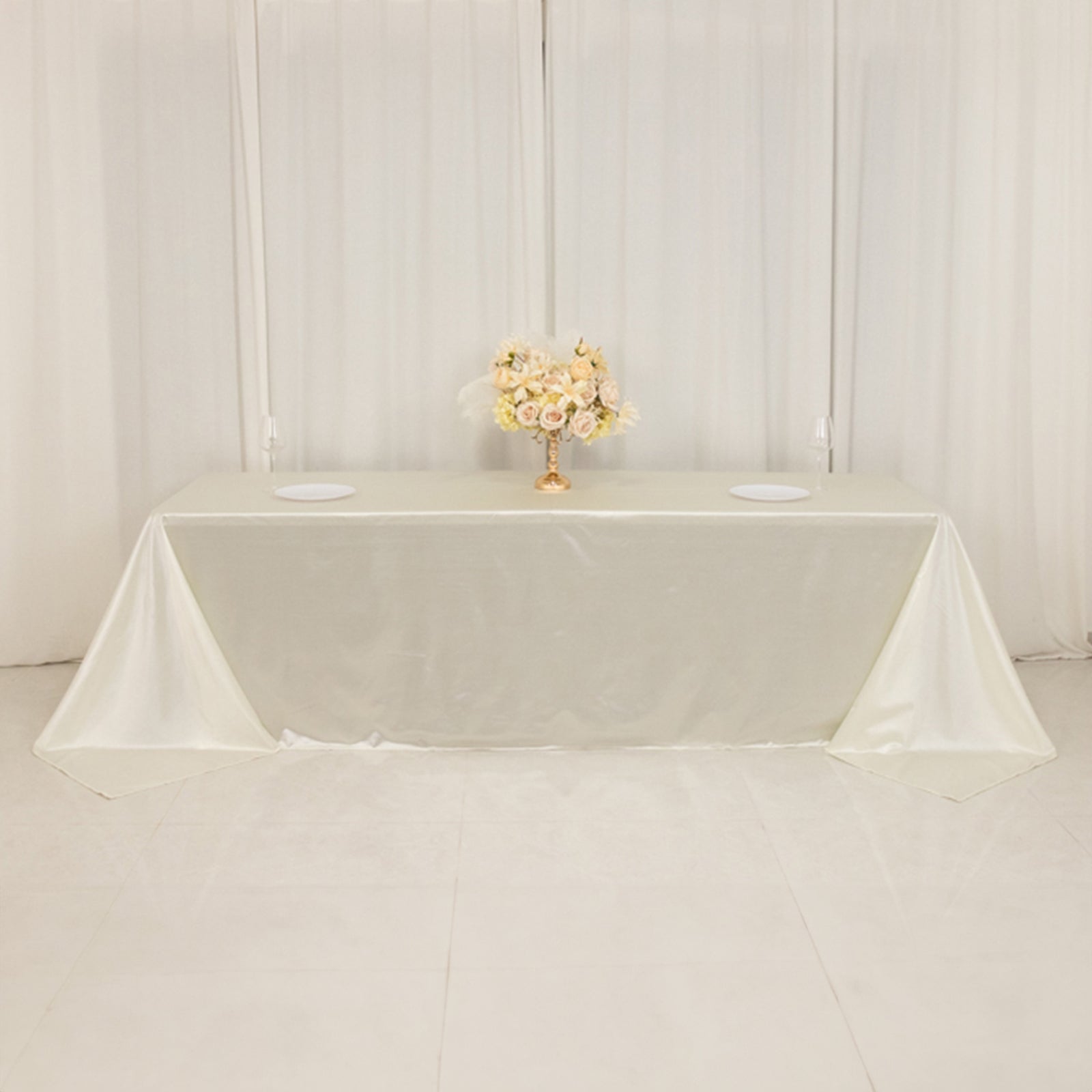 Scuba Rectangular 90"x156" Tablecloth Shimmering Pearl White - Wrinkle Free & Stain Resistant Seamless Table Cover