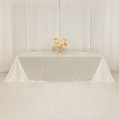 Scuba Rectangular 90"x156" Tablecloth Shimmering Pearl White - Wrinkle Free & Stain Resistant Seamless Table Cover