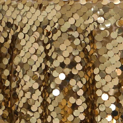 Sequin 90"x156" Rectangle Tablecloth Gold - Seamless Big Payette Design for Luxe Celebrations