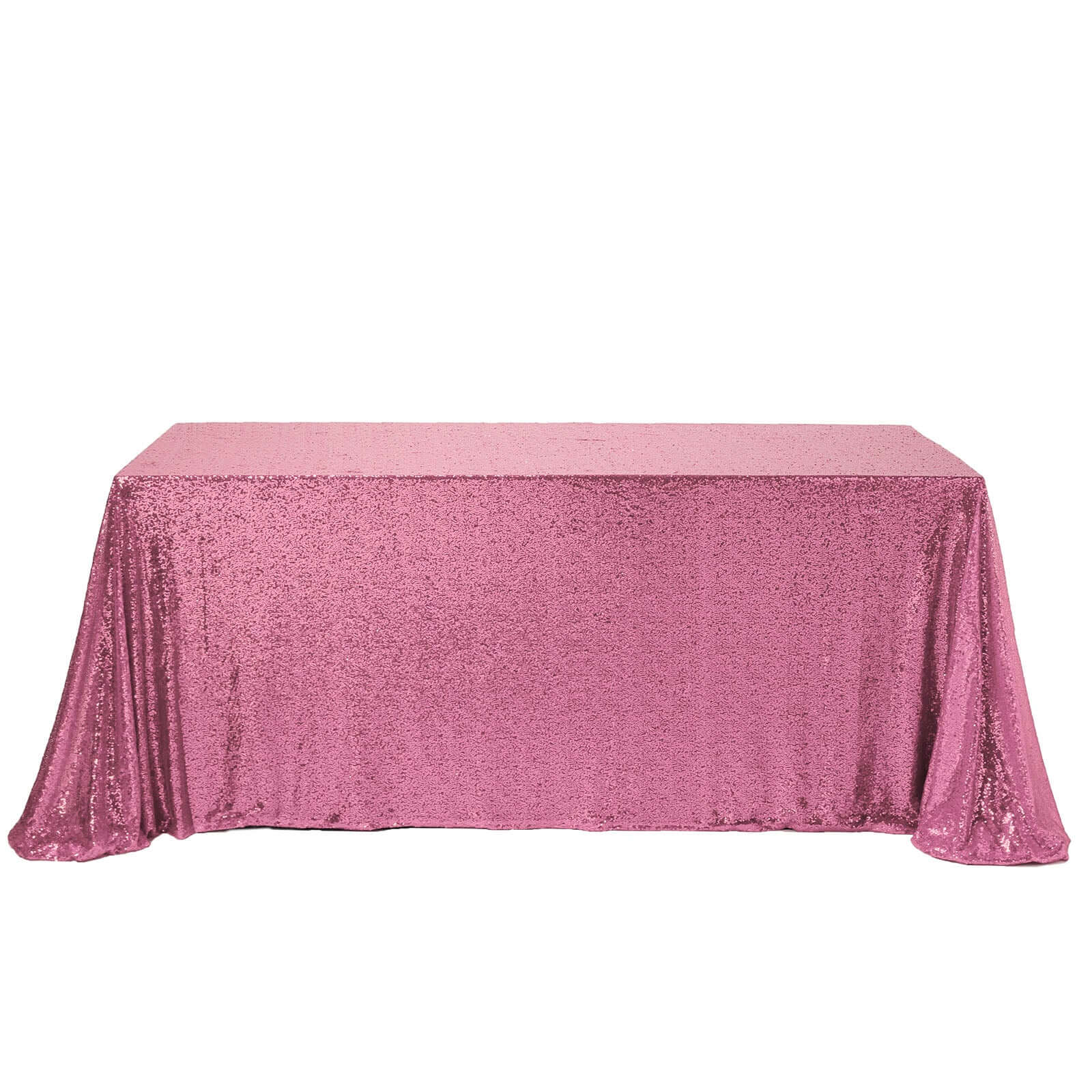 Sequin 90"x156" Rectangle Tablecloth Pink - Seamless Twinkling Table Cover