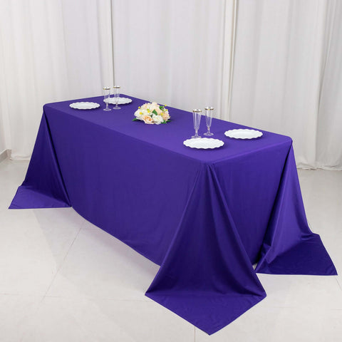 Scuba Rectangular 90"x132" Tablecloth Purple - Wrinkle Free, Stain Resistant & Seamless Table Cover