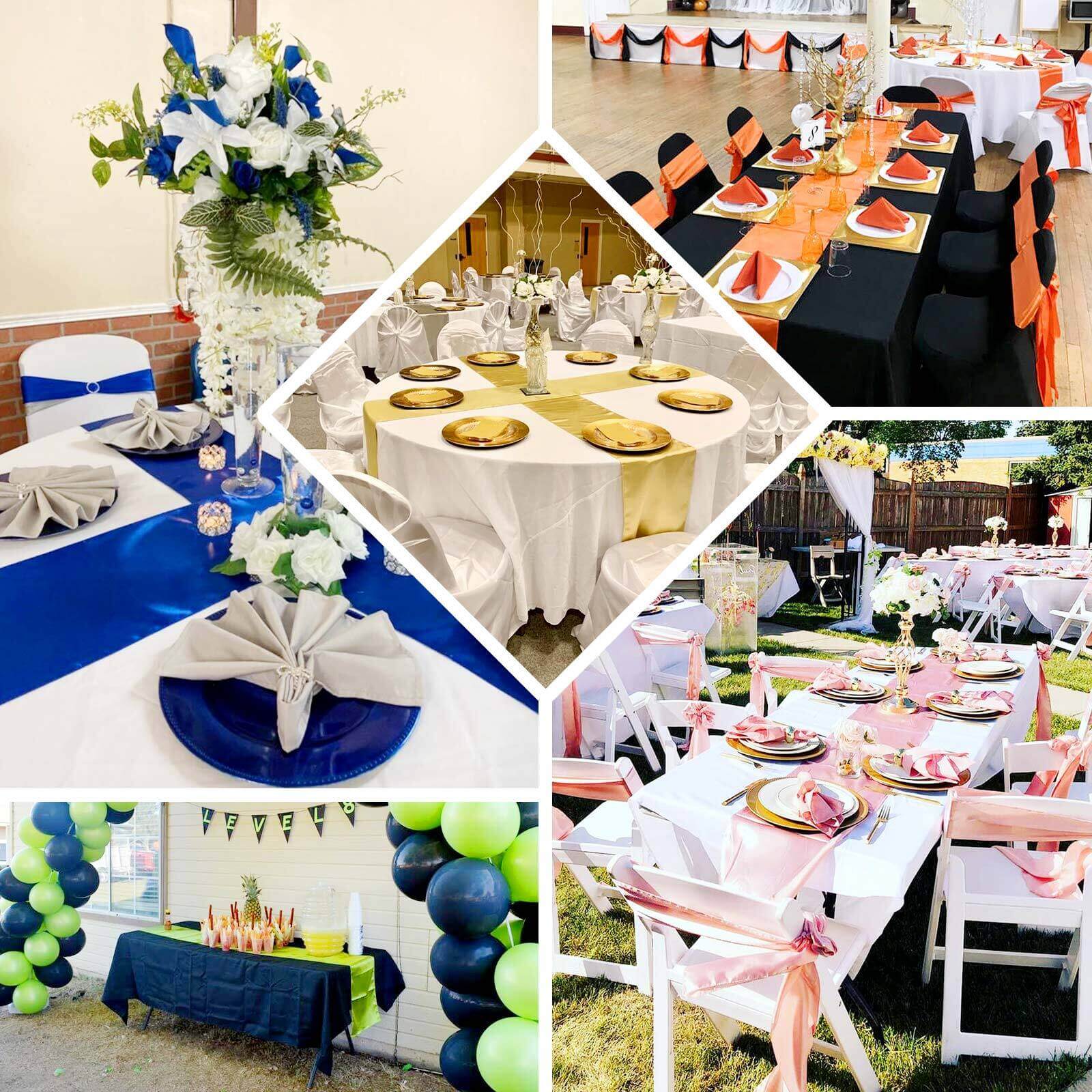 Satin 12"x108" Table Runner Fuchsia - Stylish Table Linen