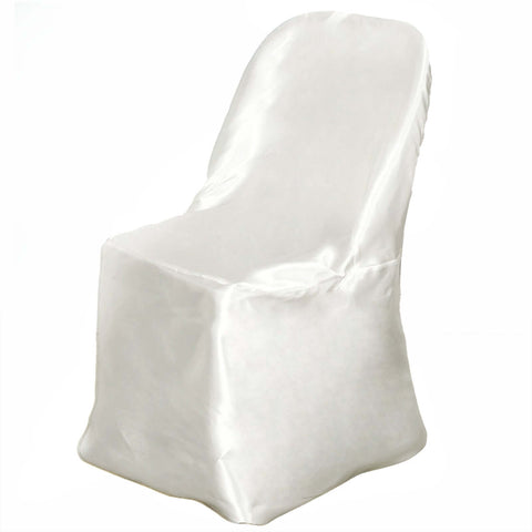 Satin Chair Covers for Folding Chairs Ivory with Glossy Sheen - Reusable Covers
