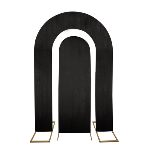 Set of 2 Black Spandex Fitted Wedding Arch Covers for Round Top and Double Arch Chiara Backdrop Stands - 6ft,8ft