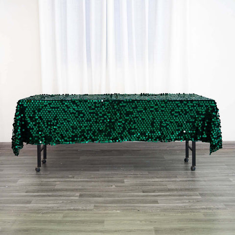 Sequin 60"x102" Rectangle Tablecloth Hunter Emerald Green - Big Payette Design for Modern Gatherings