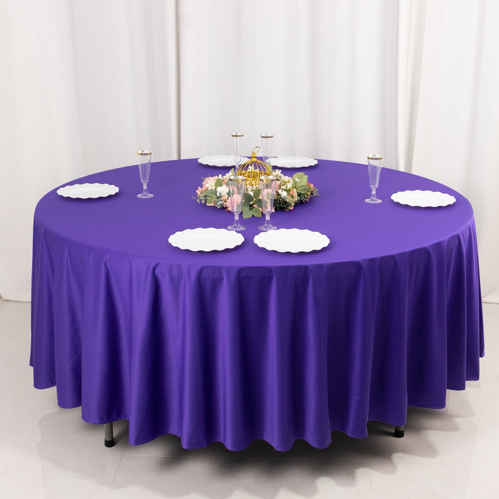 Scuba Round 108" Tablecloth Purple - Wrinkle Free & Stain Resistant Table Cover