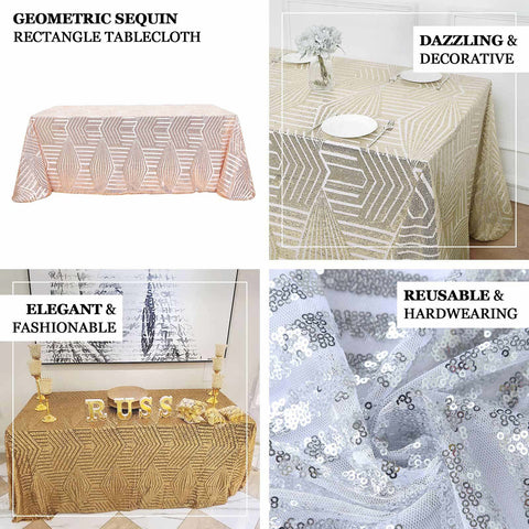 Sequin 90"x132" Rectangle Tablecloth Gold - Seamless Diamond Design for Upscale Events