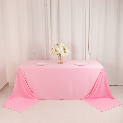 Scuba Rectangular 90"x156" Tablecloth Pink - Wrinkle Free, Stain Resistant & Seamless Table Cover