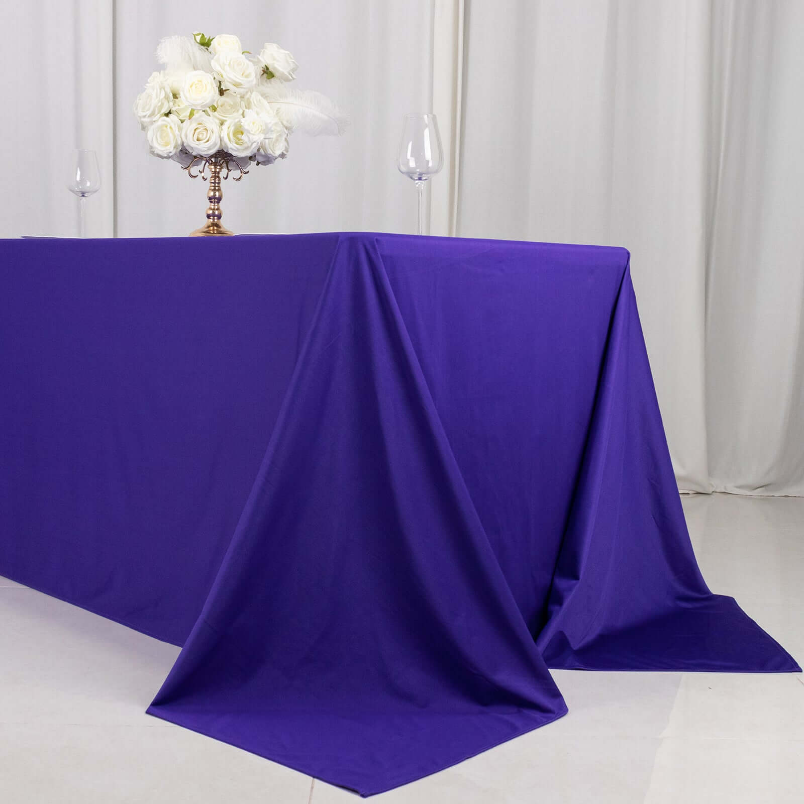 Scuba Rectangular 90"x132" Tablecloth Purple - Wrinkle Free, Stain Resistant & Seamless Table Cover
