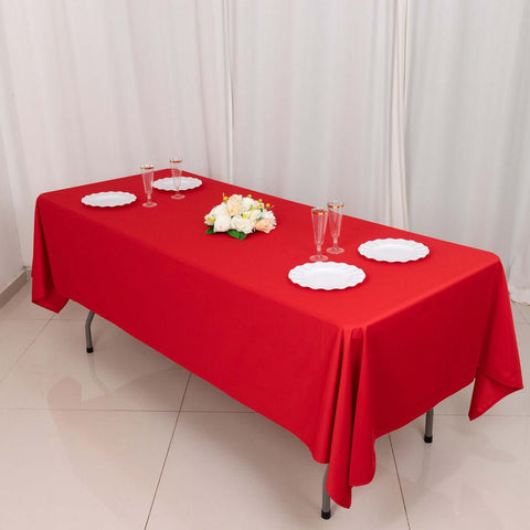 Scuba Rectangular 60"x102" Tablecloth Red - Wrinkle Free & Stain Resistant Table Cover