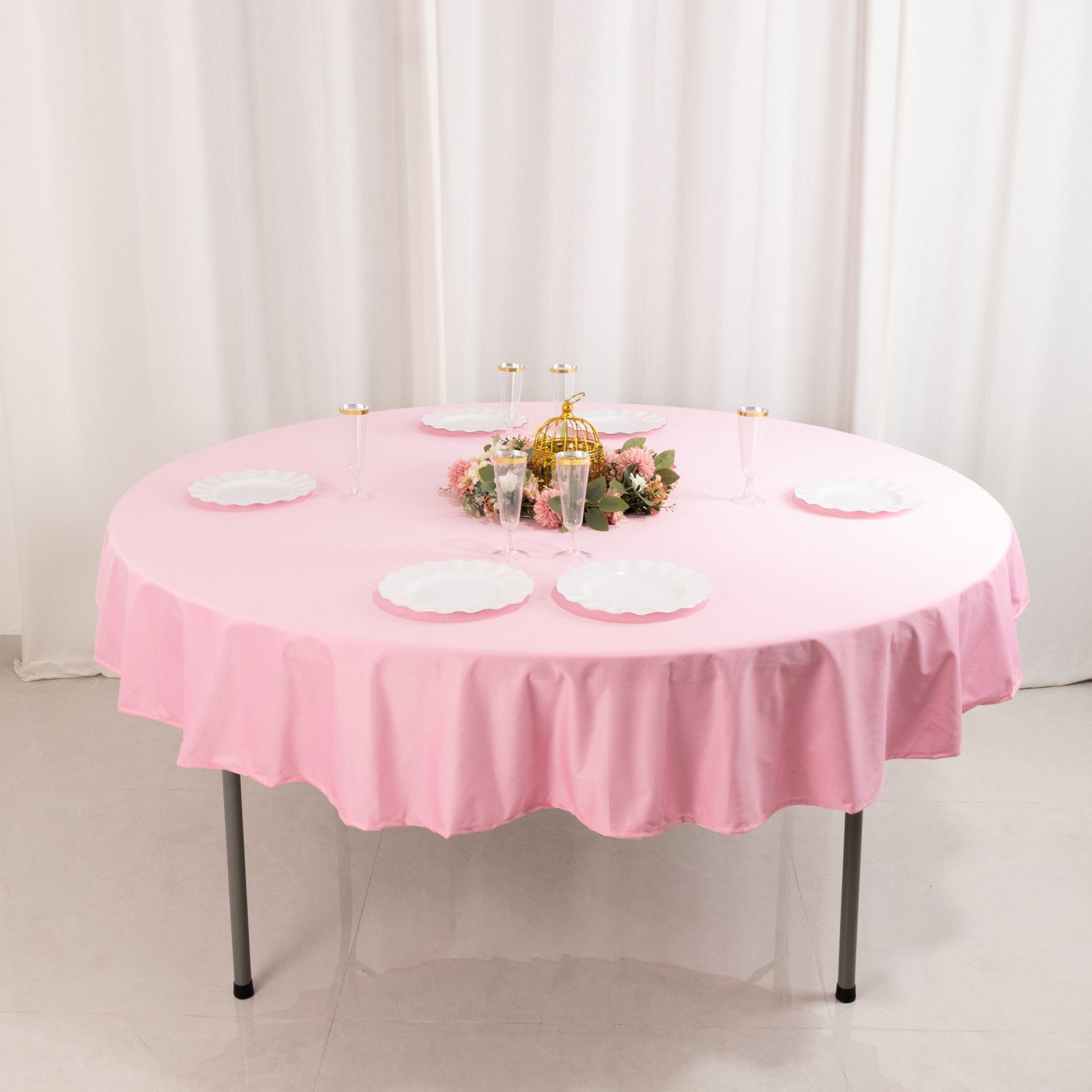 Scuba Round 70" Tablecloth Pink - Wrinkle Free & Stain Resistant Table Cover