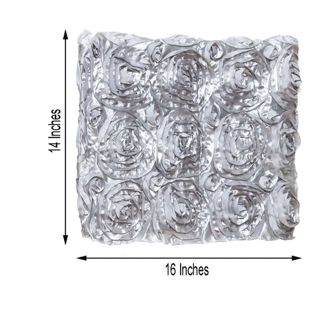 Satin 16" Chair Caps with Rosette Design for Chiavari Chairs Silver - Exquisite Chair Back Cover for Weddings & Parties