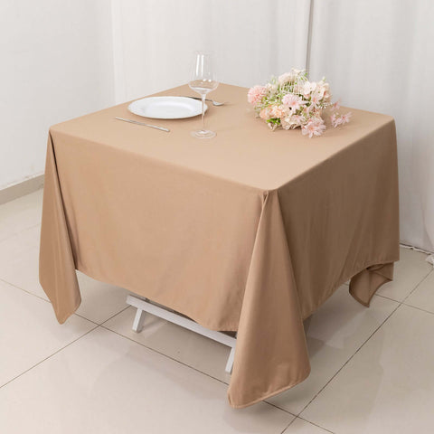 Scuba Square 70"x70" Tablecloth Nude - Wrinkle Free & Stain Resistant Table Cover