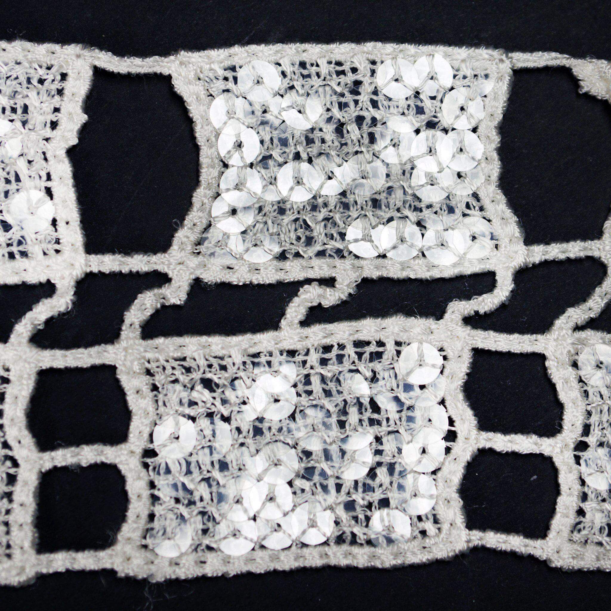 Sequin Stitch Crochet 4" x 5 Yards 1 Bolt White Rectangle Granny Square Afghan Pattern - Clearance SALE
