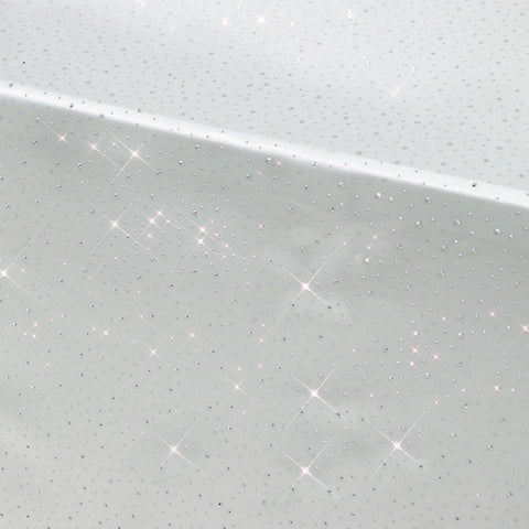 Scuba Rectangular Tablecloth 90"×132" Pearl White with Rhinestone Accents – Seamless, Wrinkle-Free, Stain-Resistant Event Linen