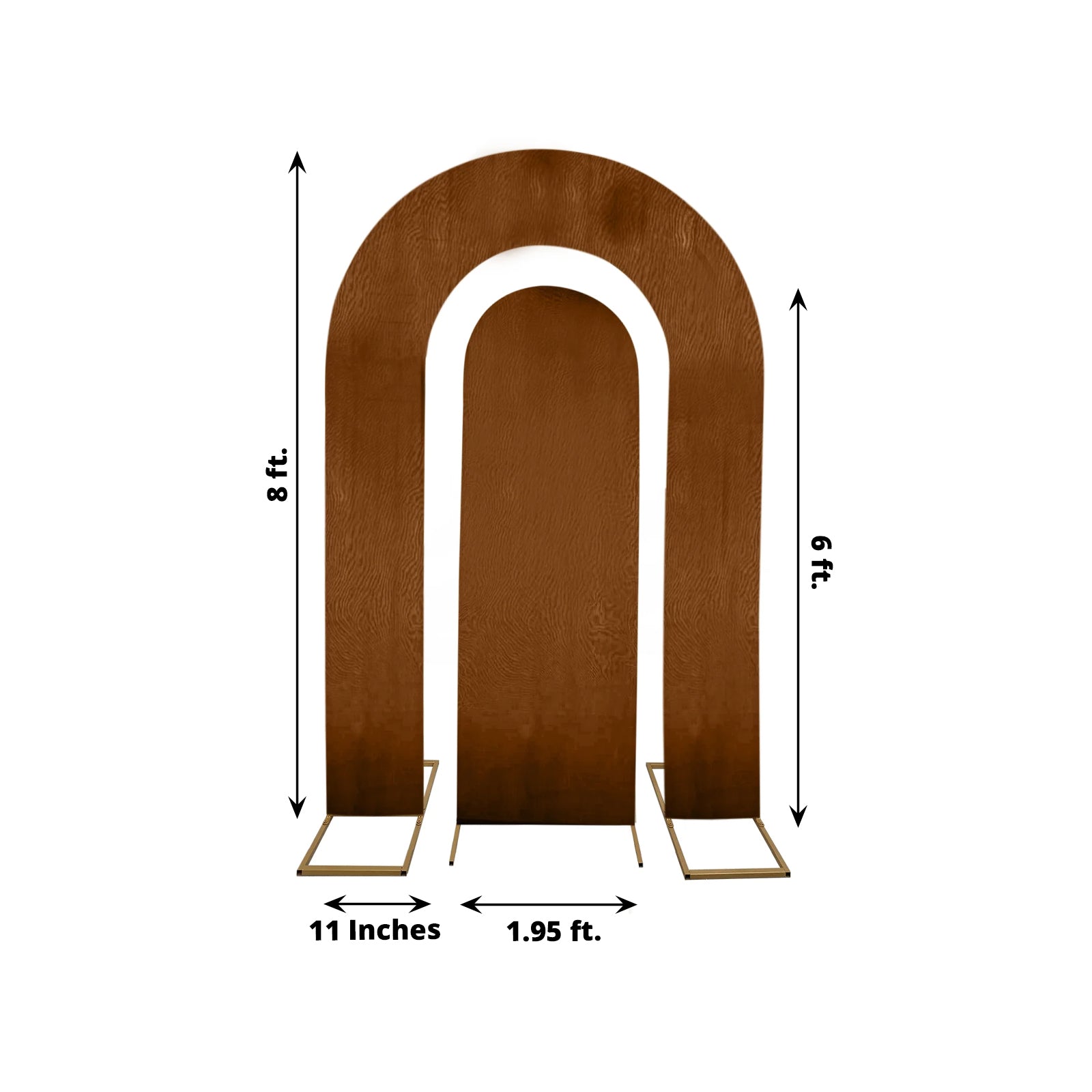 Set of 2 Brown Spandex Fitted Wedding Arch Covers for Round Top and Double Arch Chiara Backdrop Stands - 6ft,8ft