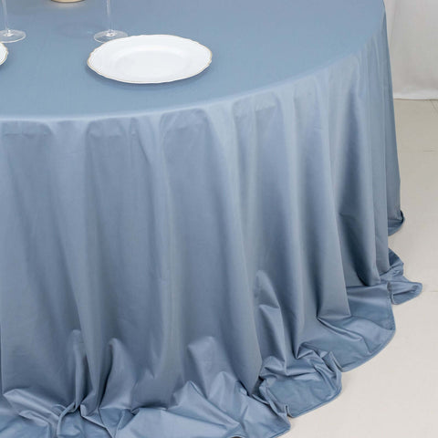 Scuba Round 132" Tablecloth Dusty Blue - Wrinkle Free & Stain Resistant Seamless Table Cover