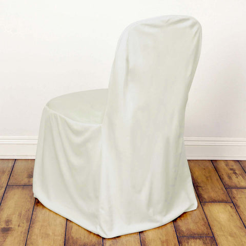 Scuba Stretch Chair Cover Ivory for Banquet Chairs Slim Fit Design - Wrinkle Free and Durable Slipcover