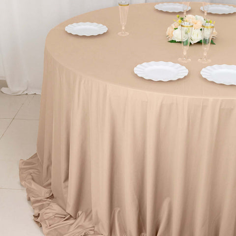 Scuba Round 132" Tablecloth Nude - Wrinkle Free & Stain Resistant Seamless Table Cover
