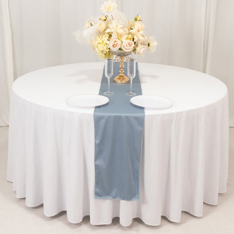 Scuba Polyester 12"x108" Table Runner Dusty Blue - Wrinkle-Free Table Linen