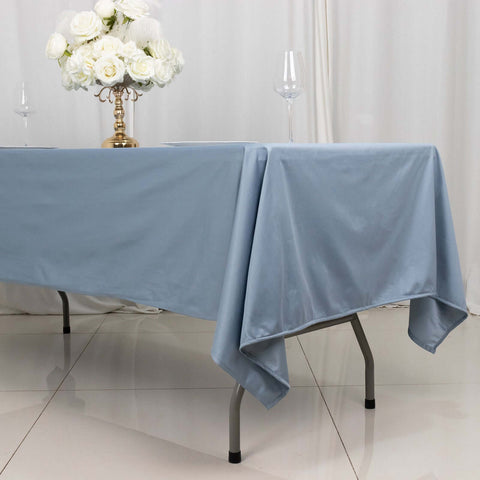 Scuba Rectangular 60"x102" Tablecloth Dusty Blue - Wrinkle Free & Stain Resistant Table Cover