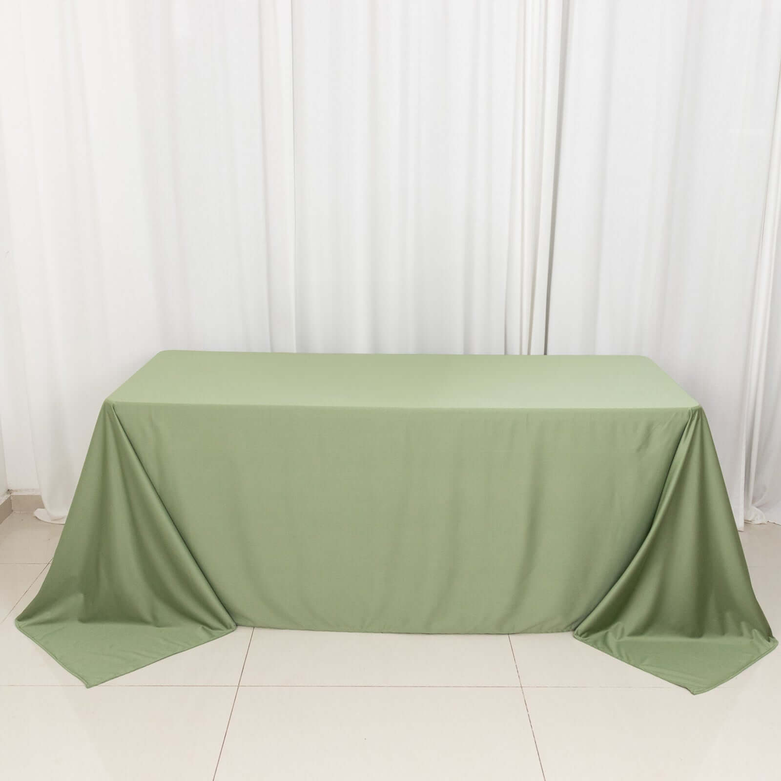 Scuba Rectangular 90"x132" Tablecloth Dusty Sage Green - Wrinkle Free, Stain Resistant & Seamless Table Cover