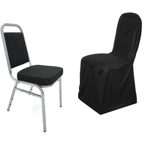 Scuba Stretch Chair Cover Black for Banquet Chairs Slim Fit Design - Wrinkle Free and Durable Slipcover