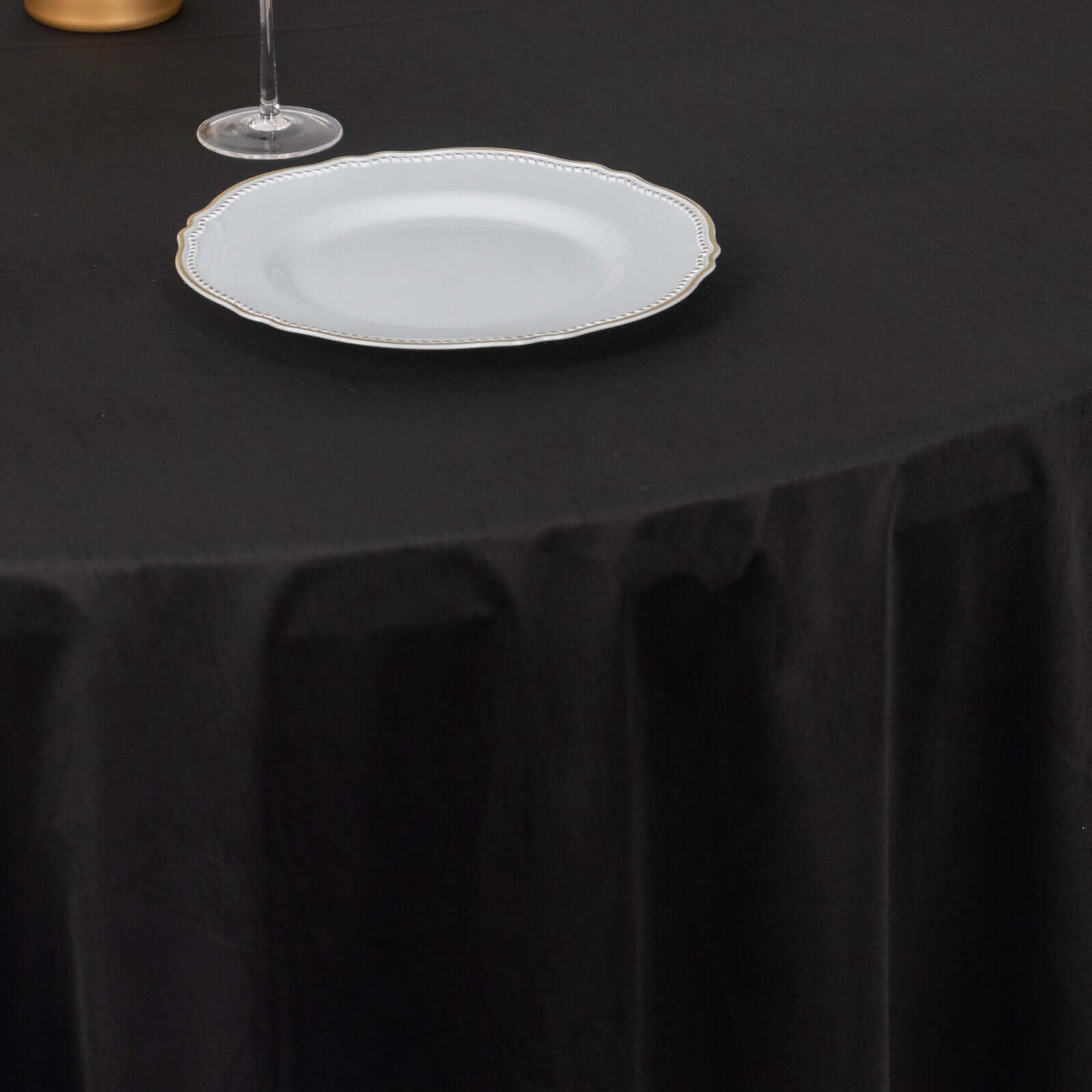 Scuba Round 120" Tablecloth Black - Wrinkle Free & Stain Resistant Seamless Table Cover for Weddings & Events