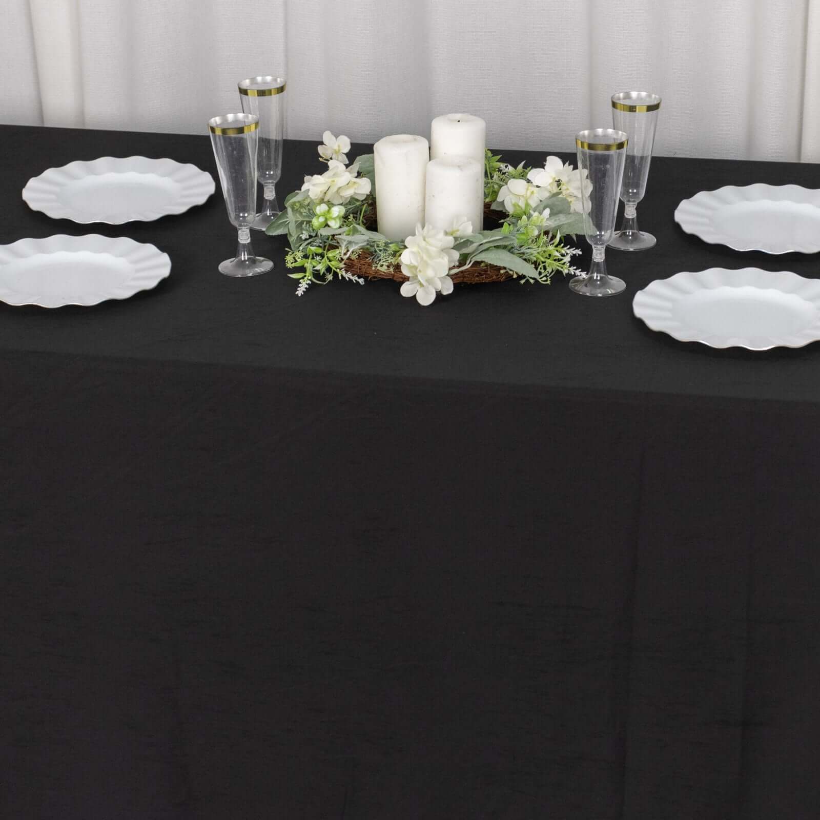 Scuba Rectangular 90"x132" Tablecloth Black - Wrinkle Free, Stain Resistant & Seamless Table Cover for Weddings and Parties