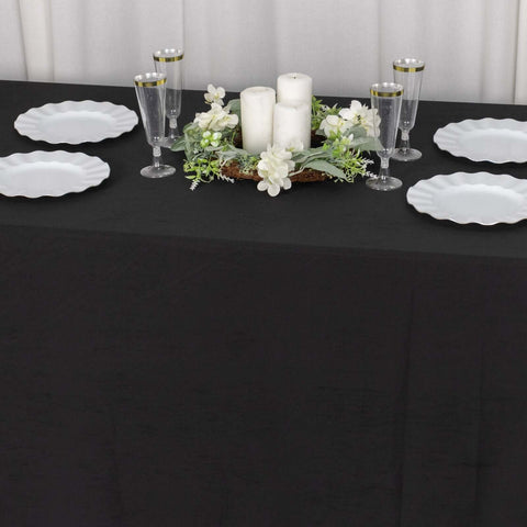 Scuba Rectangular 90"x132" Tablecloth Black - Wrinkle Free, Stain Resistant & Seamless Table Cover for Weddings and Parties