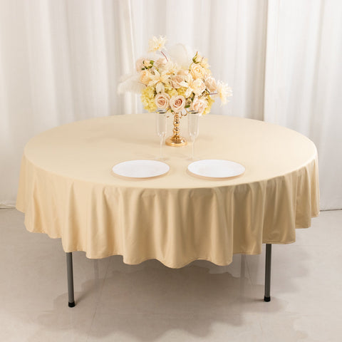 Scuba Round 90" Tablecloth Beige - Wrinkle Free & Stain Resistant Table Cover