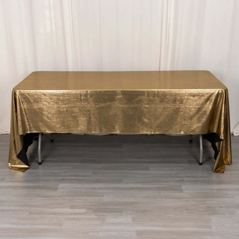 Sequin Dots Polyester 60"x126" Rectangle Tablecloth Shimmering Antique Gold - Wrinkle Free & Sparkling Table Cover