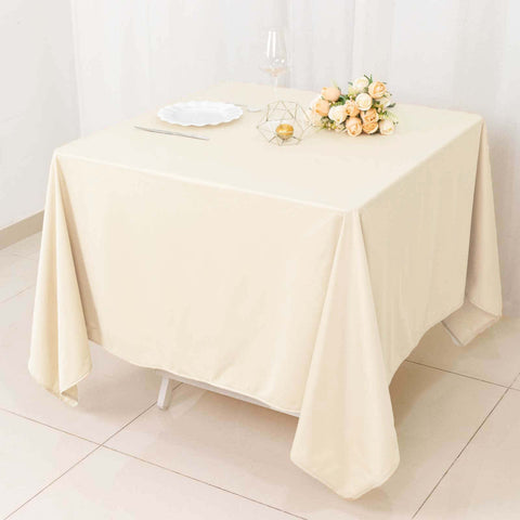 Scuba Square 70"x70" Tablecloth Beige - Wrinkle Free & Stain Resistant Table Cover