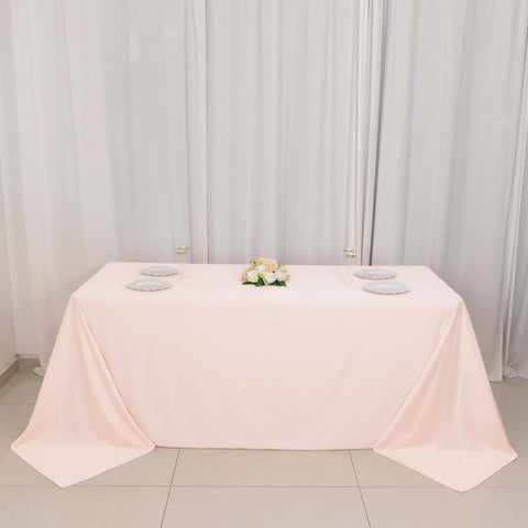 Scuba Rectangular 90"x132" Tablecloth Blush - Wrinkle Free, Stain Resistant & Seamless Table Cover