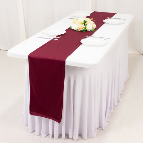 Scuba Polyester 12"x108" Table Runner Burgundy - Wrinkle-Free Table Linen