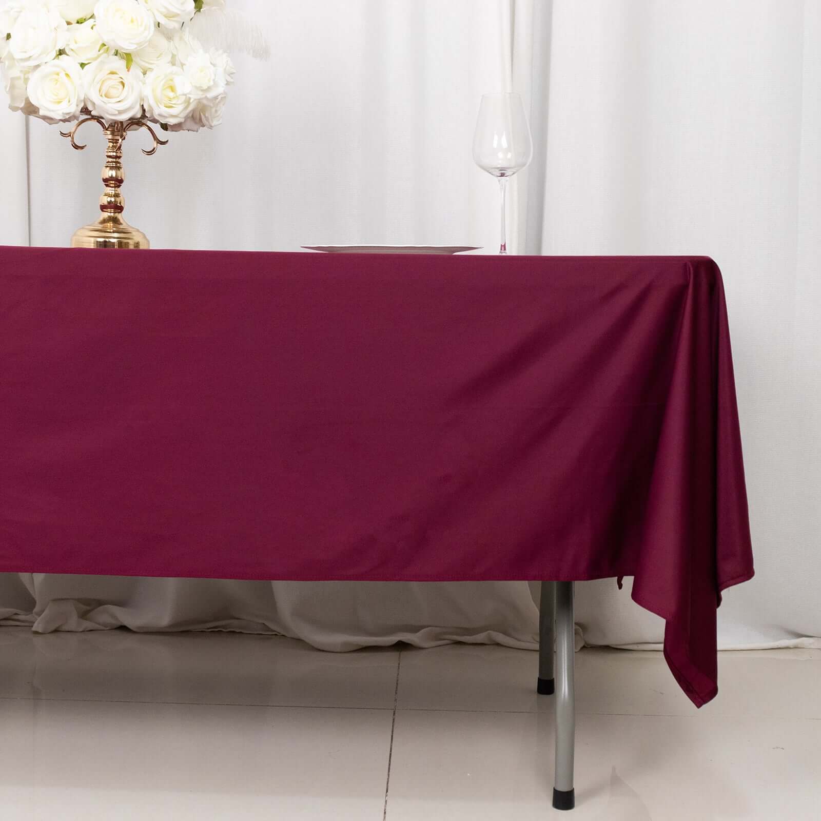Scuba Rectangular 60"x102" Tablecloth Burgundy - Wrinkle Free & Stain Resistant Table Cover