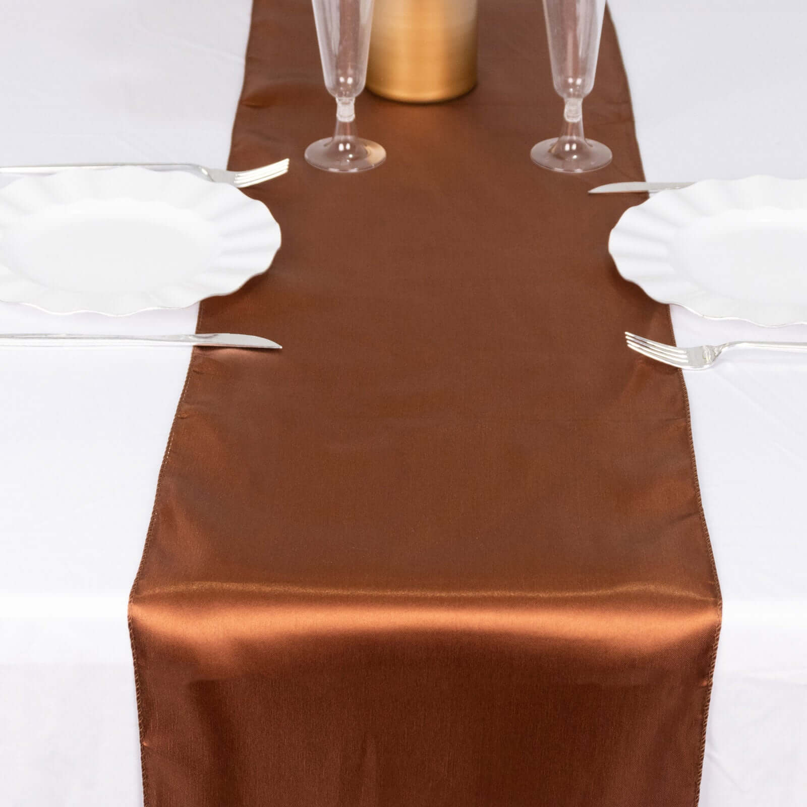 Satin 12"x108" Table Runner Cinnamon Brown - Stylish Table Linen