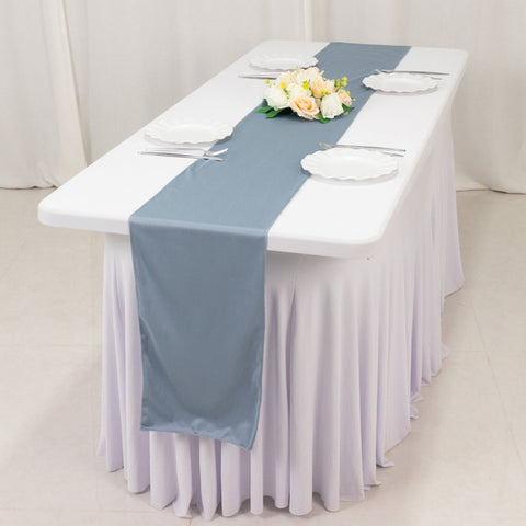 Scuba Polyester 12"x108" Table Runner Dusty Blue - Wrinkle-Free Table Linen