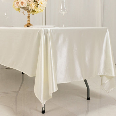 Scuba Rectangular 60"x102" Tablecloth Shimmering Pearl White - Wrinkle Free & Stain Resistant Table Cover