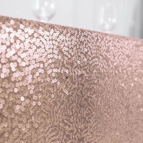 Sequin 90"x156" Rectangle Tablecloth Rose Gold - Seamless Twinkling Table Cover