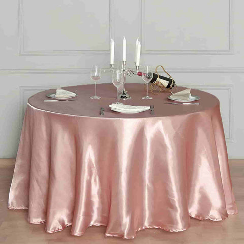 Satin 120" Round Tablecloth Dusty Rose - Stylish Seamless Table Cover