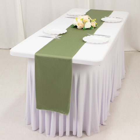 Scuba Polyester 12"x108" Table Runner Dusty Sage Green - Wrinkle-Free Table Linen