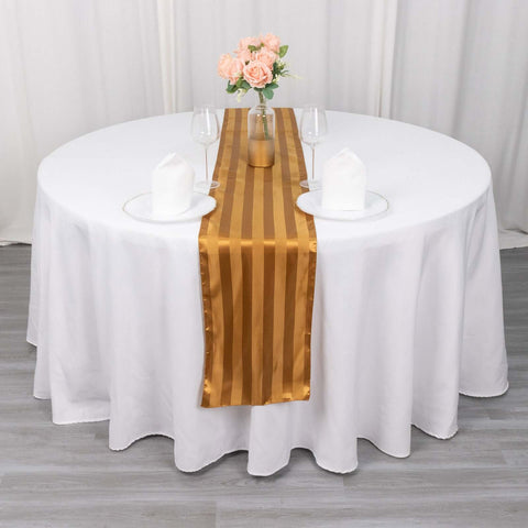 Satin 12"x108" Table Runner Gold - Stripe Table Decor