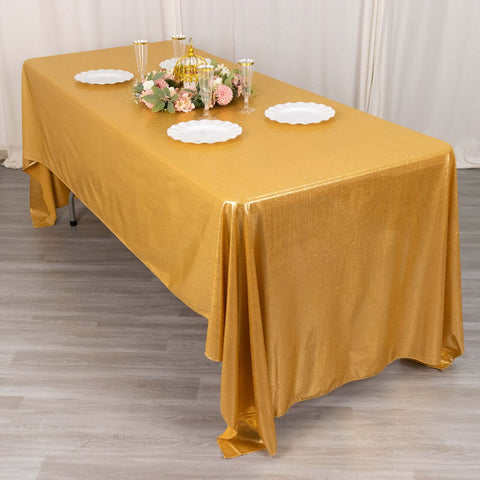 Sequin Dots Polyester 60"x126" Rectangle Tablecloth Shimmering Gold - Wrinkle Free & Sparkling Table Cover for Stylish Event Decor