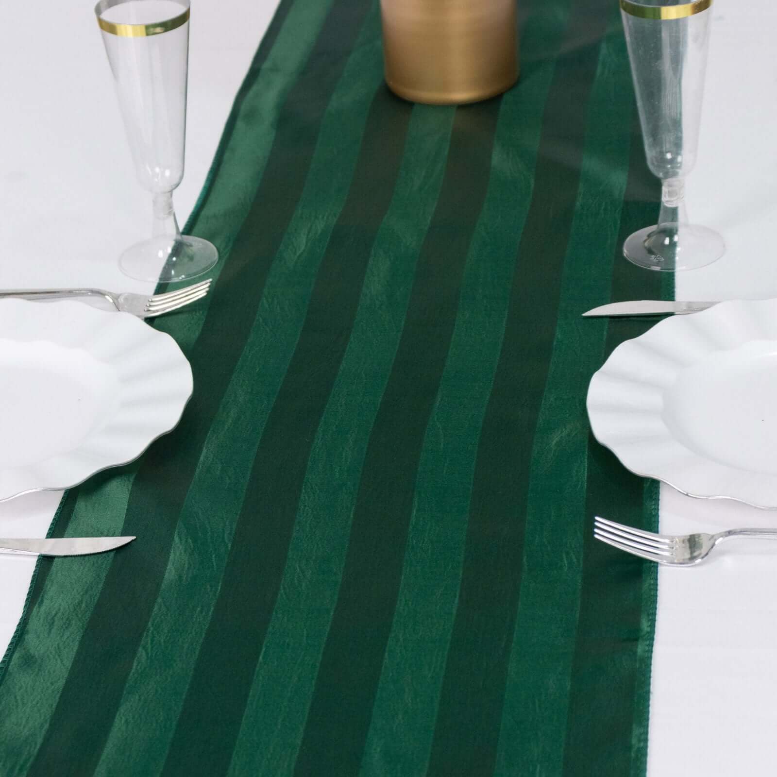 Satin 12"x108" Table Runner Hunter Emerald Green - Stripe Table Decor