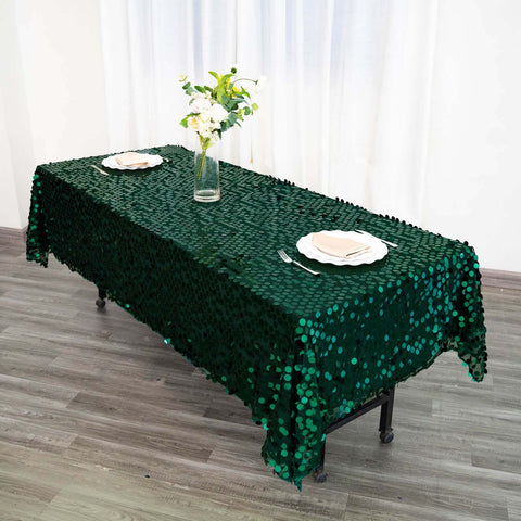 Sequin 60"x102" Rectangle Tablecloth Hunter Emerald Green - Big Payette Design for Modern Gatherings