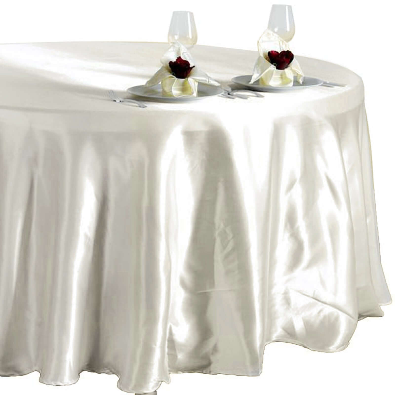Satin 108" Round Tablecloth Ivory - Smooth and Lustrous Table Cover